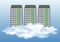 Cloud computing concept with servers