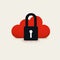 Cloud computing and data protection and security vector concept simple illustration. Internet safety, hacker symbol.