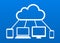 Cloud computing devices connected to internet cloud vector icon