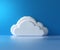 Cloud computing hosting concept. White Pixel art Cloud technology on blue background. 3d render illustration