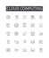 Cloud computing line icons collection. Assessment, Feedback, Review, Grading, Scorecard, Appraisal, Audit vector and