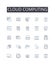 Cloud computing line icons collection. Virtual reality, Green energy, Machine learning, Artificial intelligence