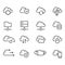 Cloud computing line icons set -  data, transfer, cloud storage