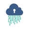 Cloud Computing. The padlock that locks the clouds. The concept of preventing data loss on the network