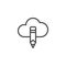 Cloud computing and pen tool outline icon