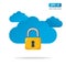 Cloud computing security vector icon. Cloud with padlock simple solid icon