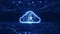 cloud computing technology concept transfer database backup. There is a prominent large cloud icon in the center of the polygon