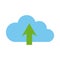 Cloud computing upload data storage isolated flat style icon