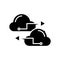 Cloud configurations black icon, concept illustration, vector flat symbol, glyph sign.