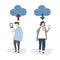 Cloud connection people avatar illustration