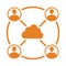 Cloud, connectivity, network icon. Orange vector design.