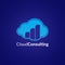 Cloud Consulting Logo Design Concept on Dark Blue Color Background. Suitable for Investment Company, Business Consultant or etc