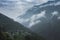 Cloud covered mountains on a summer morning near Shimla,Himachal Pradesh,India