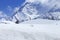 cloud covered mountian in a snowy winter landscape