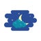 Cloud, crescent and stars, icon, cartoon style