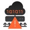 Cloud cyber attack flat icon. Ddos server hack color icons in trendy flat style. Server attack gradient style design