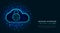 Cloud cyber security concept, padlock icon on abstract polygonal background. Digital information or data protection technology.