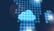 Cloud data icon animation blue digital world map technology background
