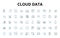 Cloud data linear icons set. Sync, Backup, Security, Accessibility, Scalability, Flexibility, Mobility vector symbols