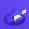 Cloud data storage. Document drawer in cloud-shaped cabinet. Modern isometric vector illustration