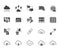 Cloud data storage flat glyph icons set. Database, information storage, server center, global network, backup, download