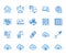 Cloud data storage line icons set. Database, information storage, server center, global network, backup, download vector