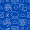 Cloud data storage seamless pattern with line icons. Database background, information, server center, global network