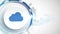 Cloud data store icon animation white digital elements technology background