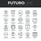 Cloud Data Technology Futuro Line Icons Set