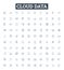 Cloud data vector line icons set. Cloud, Data, Storage, Platform, Computing, Backup, Virtualization illustration outline