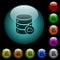 Cloud database icons in color illuminated glass buttons
