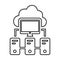 Cloud, database, storage outline icon. Line art sketch.