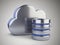 Cloud with database symbol. Computing and storage concept on a g