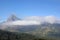 Cloud descended the mountain in the Alps