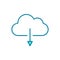 Cloud with down arrow sign. Cloud downloading line icon. Cloud server storage concept.