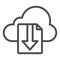 Cloud download file line icon. File on cloud storage vector illustration isolated on white. Documents downloading