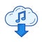 Cloud download music line icon.