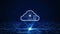 cloud and edge computing technology concept. There is a prominent large cloud icon in the center with icons inside. There are