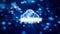 Cloud and edge computing technology concepts with cybersecurity data protection. A large cloud icon over a prominent white cloud