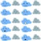 Cloud emoticon kawaii set. Cartoon facial expressions pack. Emoji icons.