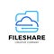 Cloud File share Tech Logo template Design with folder and arrow