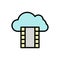 Cloud, film strip icon. Simple color with outline vector elements of internet storage icons for ui and ux, website or mobile