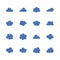 Cloud flat glyph icons. Cloudssilhouette symbols for data storage, weather forecast