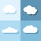 Cloud flat icons with shadow on blue background