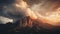 Cloud formations over a mountain landscape during sunset