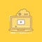 Cloud, game, online, streaming, video Flat Line Filled Icon. Beautiful Logo button over yellow background for UI and UX, website