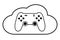 Cloud gaming concept. Modern gamepad. Connection to the cloud service. Future of mobile, pc, tablet, console games