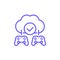 Cloud gaming line icon with game controllers