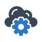 Cloud gear  glyph color icon