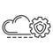 Cloud gear secured icon, outline style